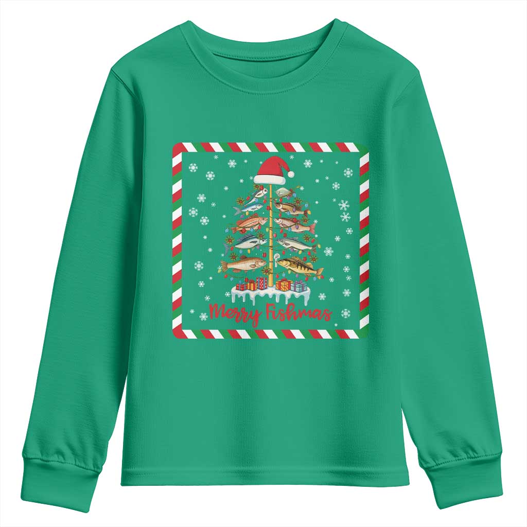 Merry Fishmas Youth Sweatshirt Funny Xmas Fishing Lover Gift - Wonder Print Shop