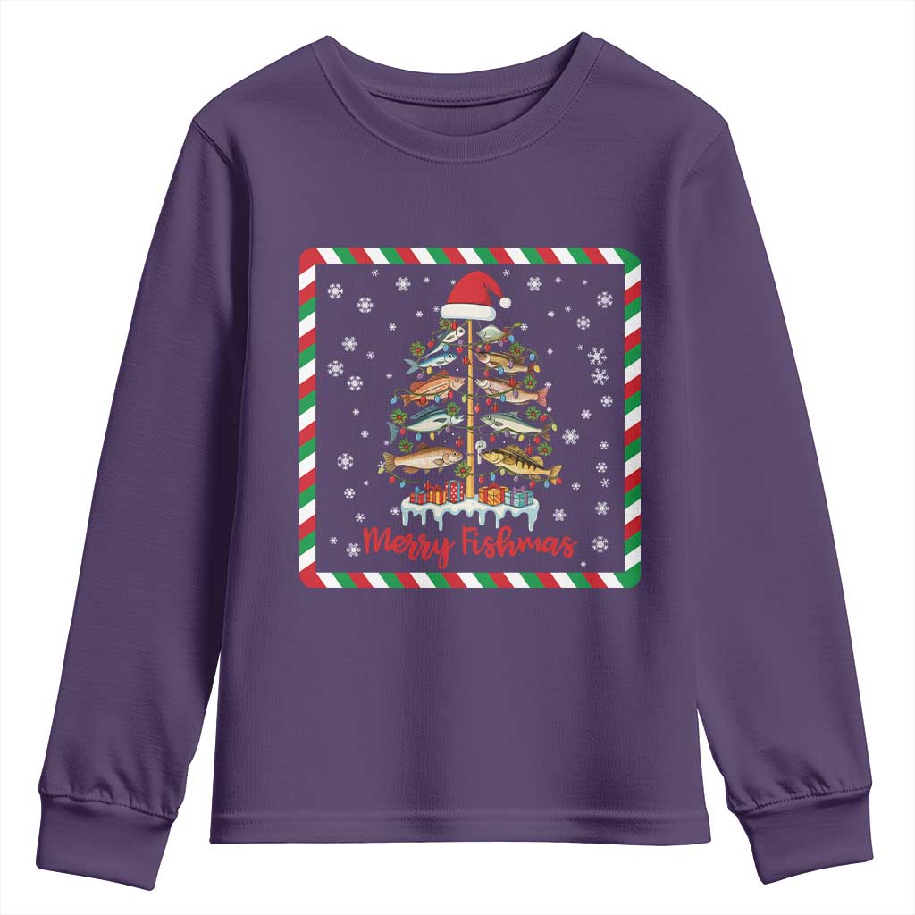Merry Fishmas Youth Sweatshirt Funny Xmas Fishing Lover Gift - Wonder Print Shop