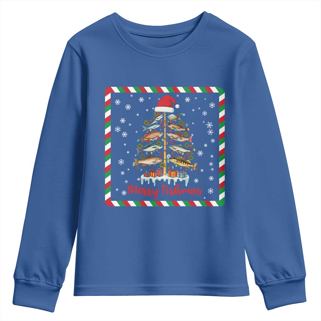 Merry Fishmas Youth Sweatshirt Funny Xmas Fishing Lover Gift - Wonder Print Shop