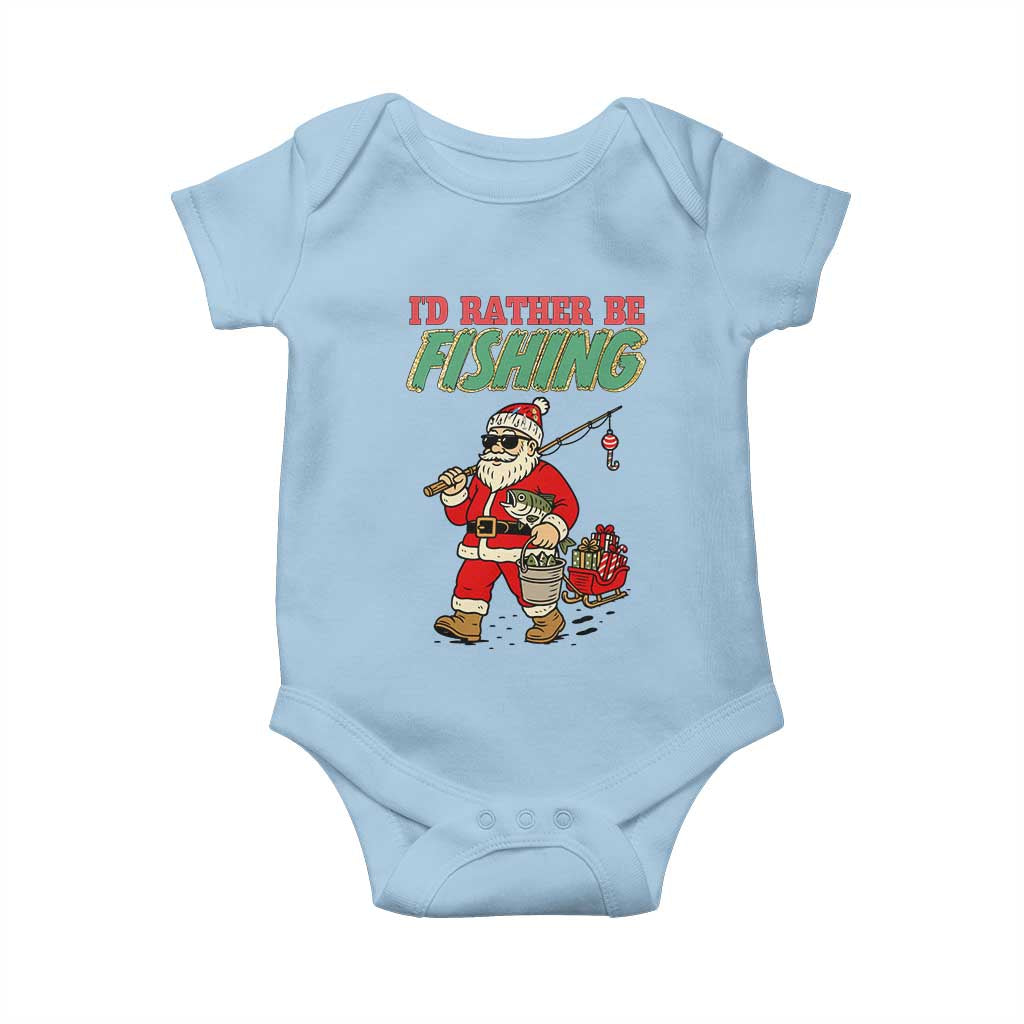 Id Rather Be Fishing Baby Onesie Funny Christmas Holiday Gift - Wonder Print Shop