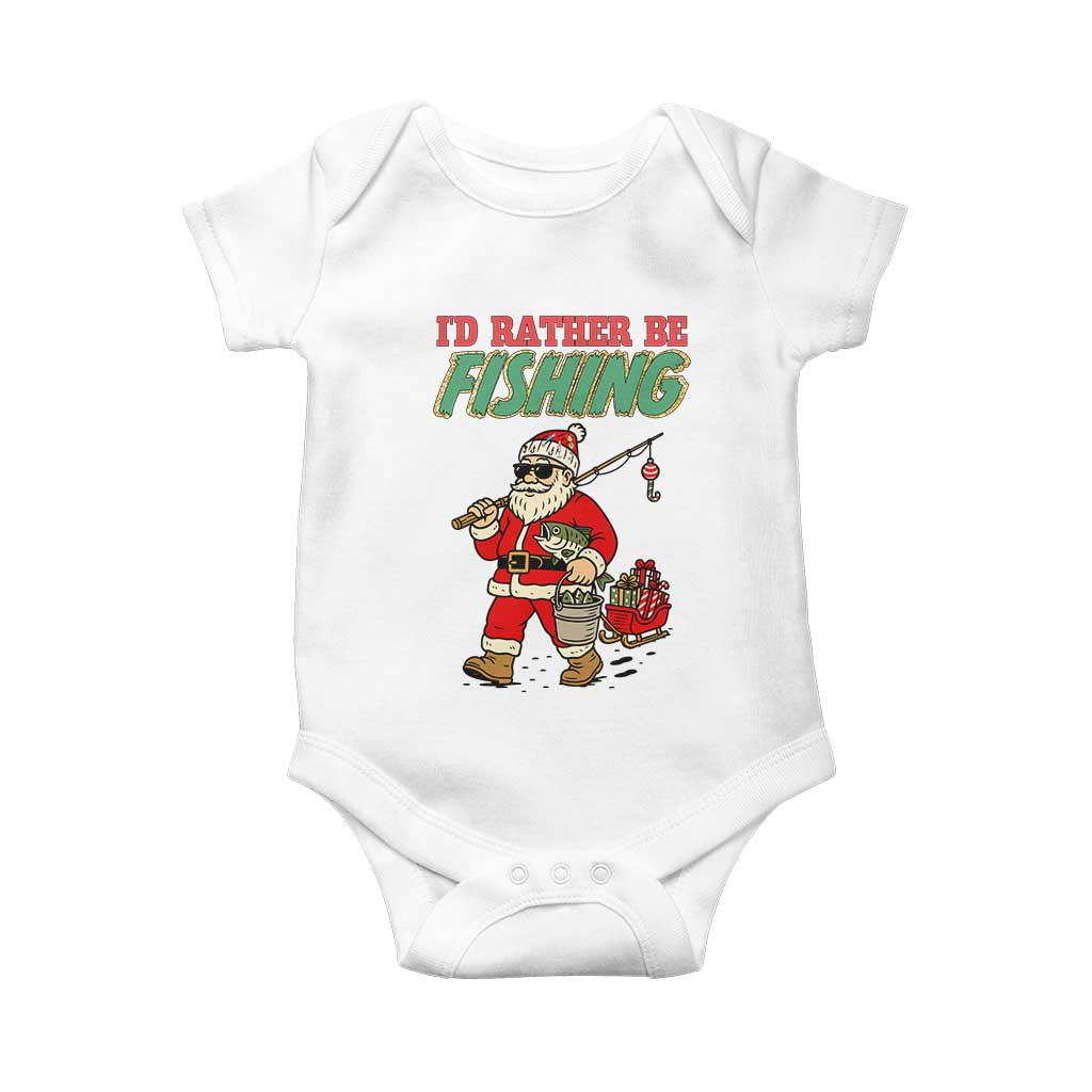 Id Rather Be Fishing Baby Onesie Funny Christmas Holiday Gift - Wonder Print Shop
