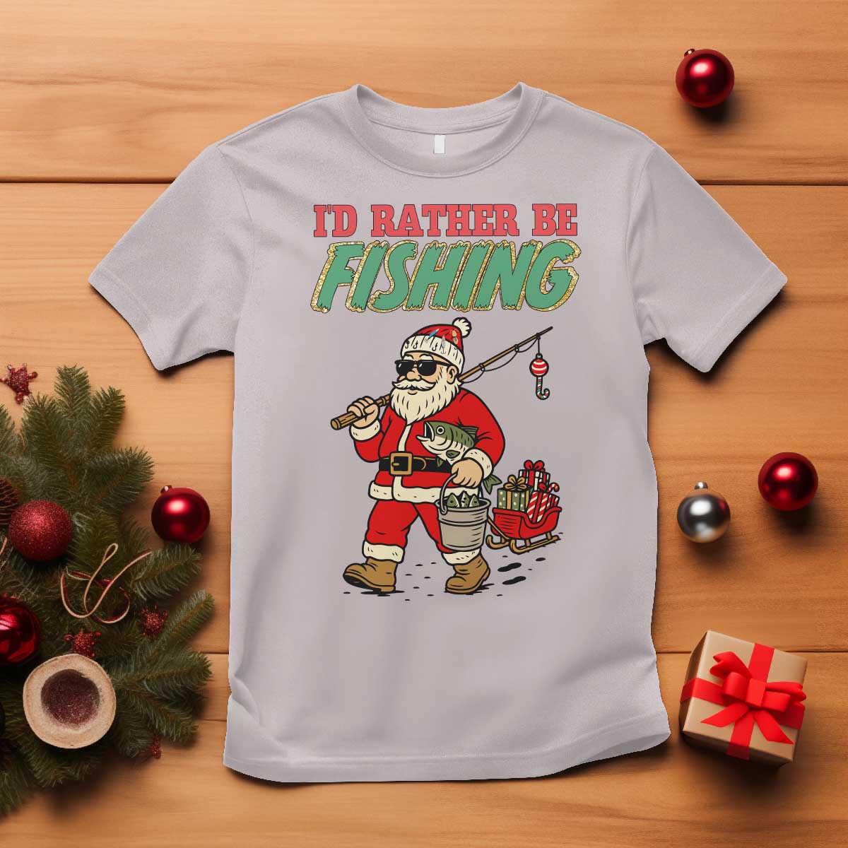Id Rather Be Fishing T Shirt Funny Christmas Holiday Gift - Wonder Print Shop