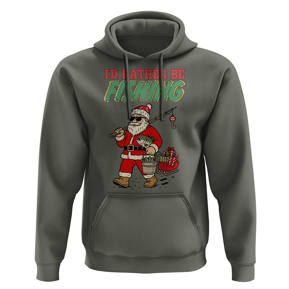 Id Rather Be Fishing Hoodie Funny Christmas Holiday Gift - Wonder Print Shop