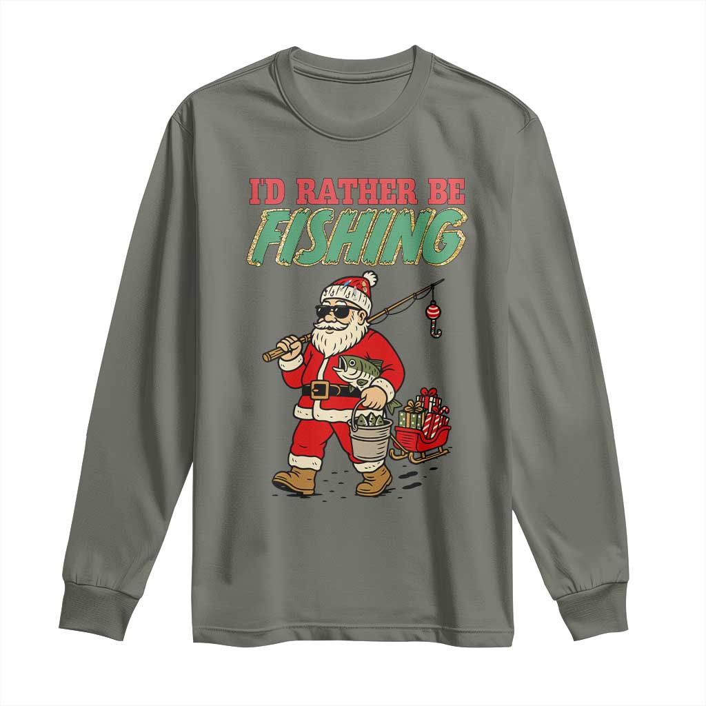Id Rather Be Fishing Long Sleeve Shirt Funny Christmas Holiday Gift - Wonder Print Shop