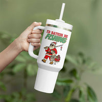 Id Rather Be Fishing Tumbler With Handle Funny Christmas Holiday Gift