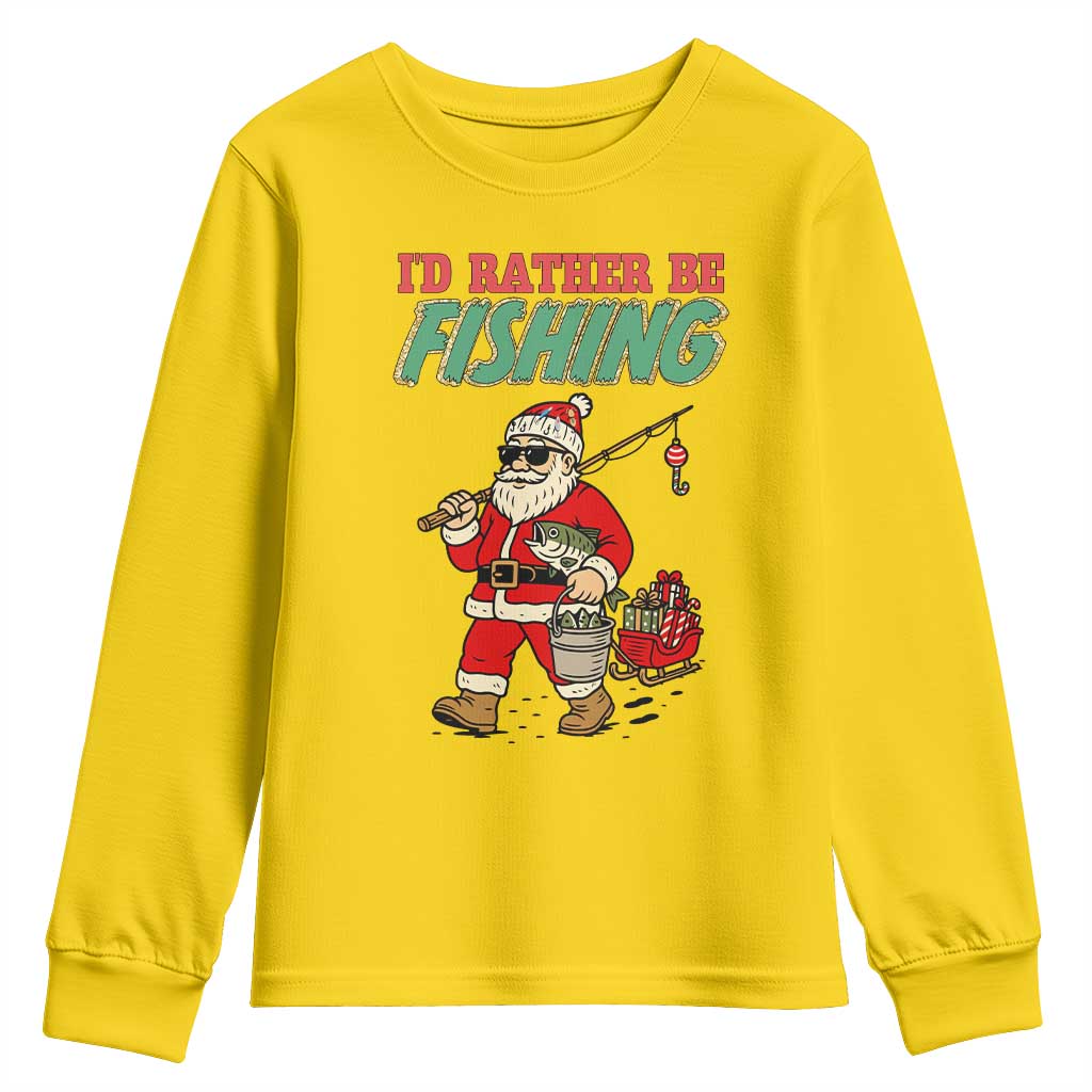 Id Rather Be Fishing Youth Sweatshirt Funny Christmas Holiday Gift - Wonder Print Shop