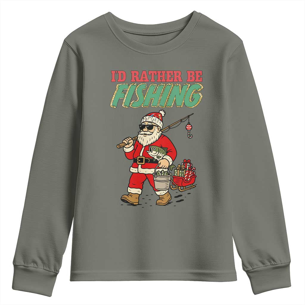 Id Rather Be Fishing Youth Sweatshirt Funny Christmas Holiday Gift - Wonder Print Shop
