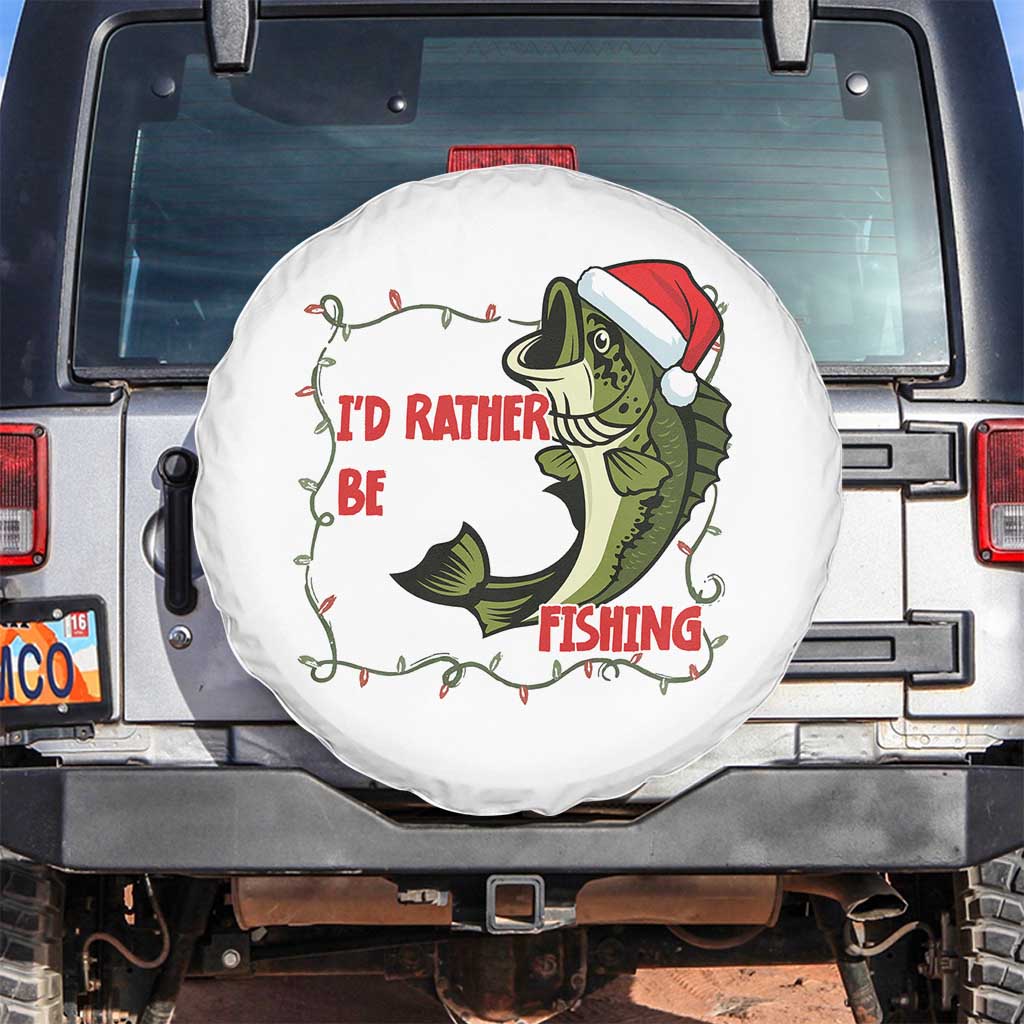 Christmas Fisherman Holiday Gift Spare Tire Cover Id Rather Be Fishing - Wonder Print Shop