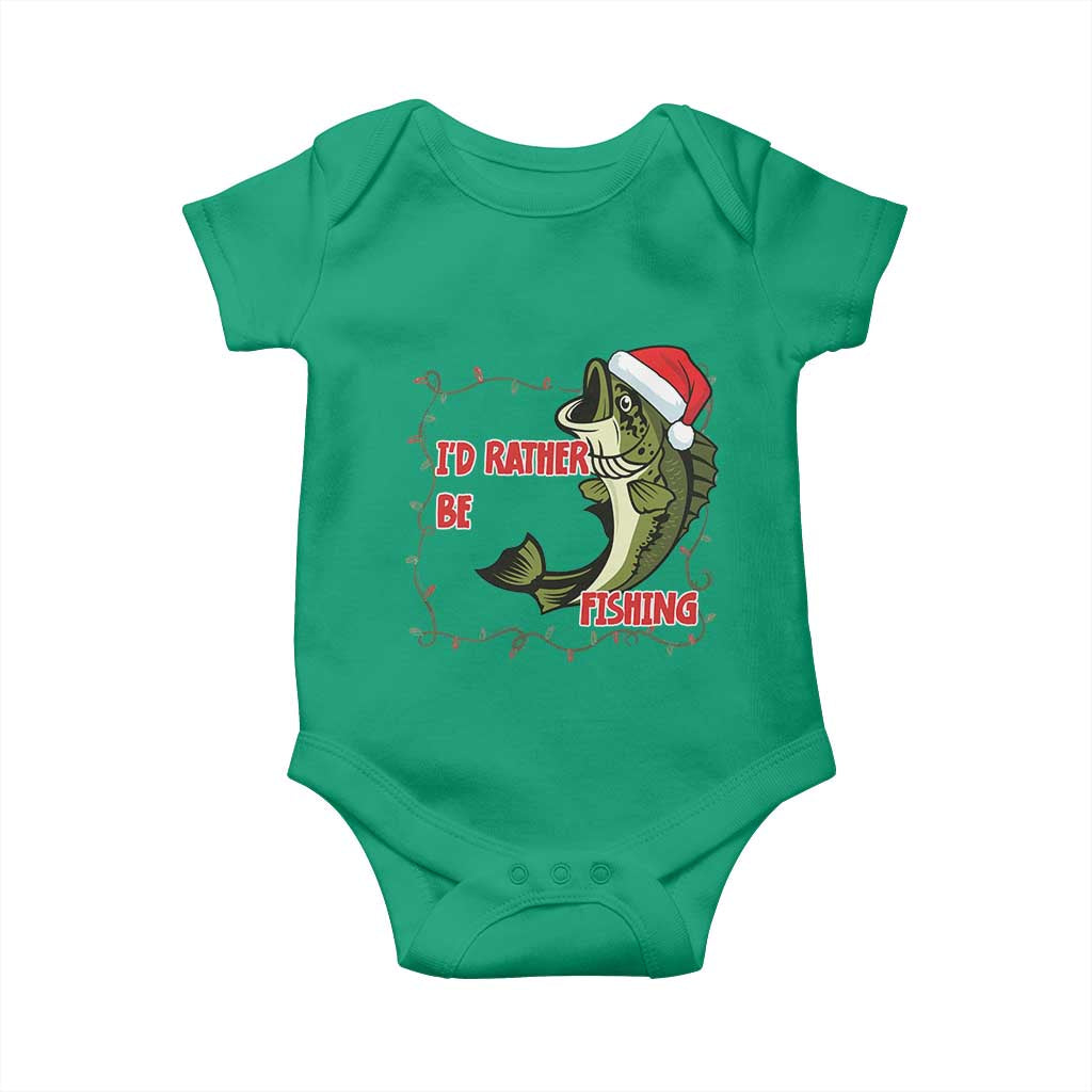 Christmas Fisherman Holiday Gift Baby Onesie Id Rather Be Fishing - Wonder Print Shop