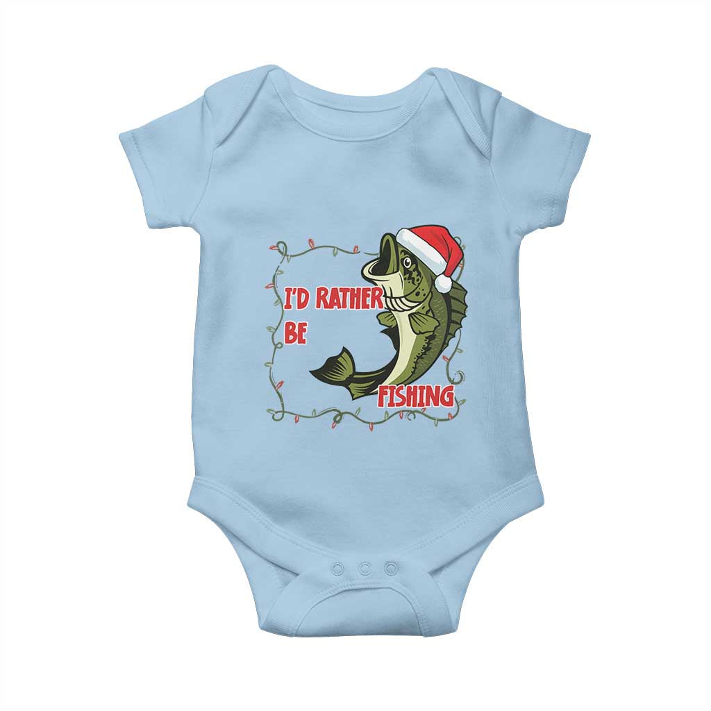 Christmas Fisherman Holiday Gift Baby Onesie Id Rather Be Fishing - Wonder Print Shop