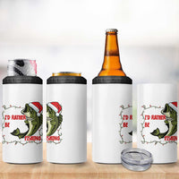 Christmas Fisherman Holiday Gift 4 in 1 Can Cooler Tumbler Id Rather Be Fishing