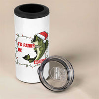 Christmas Fisherman Holiday Gift 4 in 1 Can Cooler Tumbler Id Rather Be Fishing
