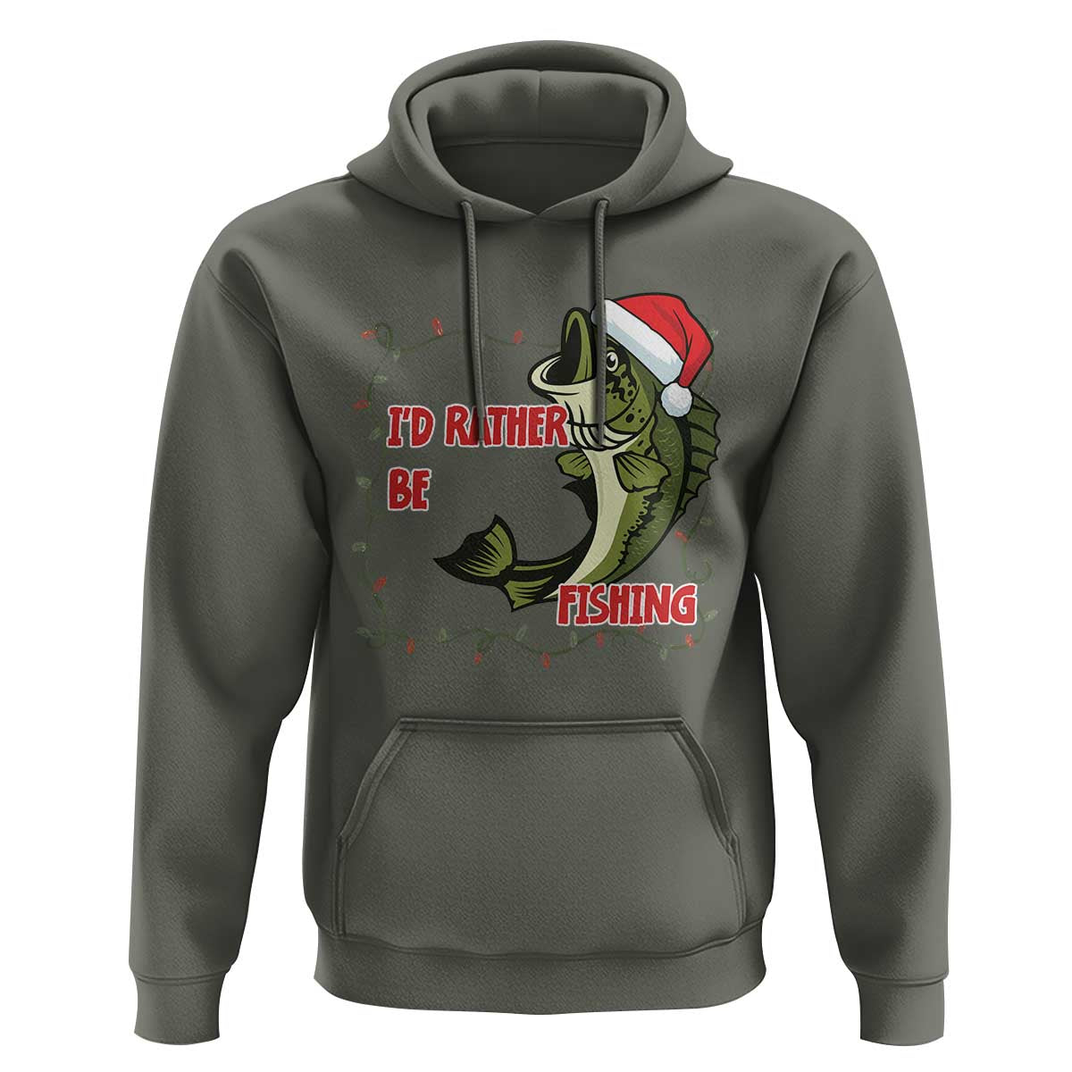Christmas Fisherman Holiday Gift Hoodie Id Rather Be Fishing - Wonder Print Shop
