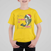 Christmas Fisherman Holiday Gift T Shirt For Kid Id Rather Be Fishing - Wonder Print Shop