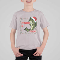 Christmas Fisherman Holiday Gift T Shirt For Kid Id Rather Be Fishing - Wonder Print Shop