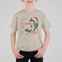 Christmas Fisherman Holiday Gift T Shirt For Kid Id Rather Be Fishing - Wonder Print Shop