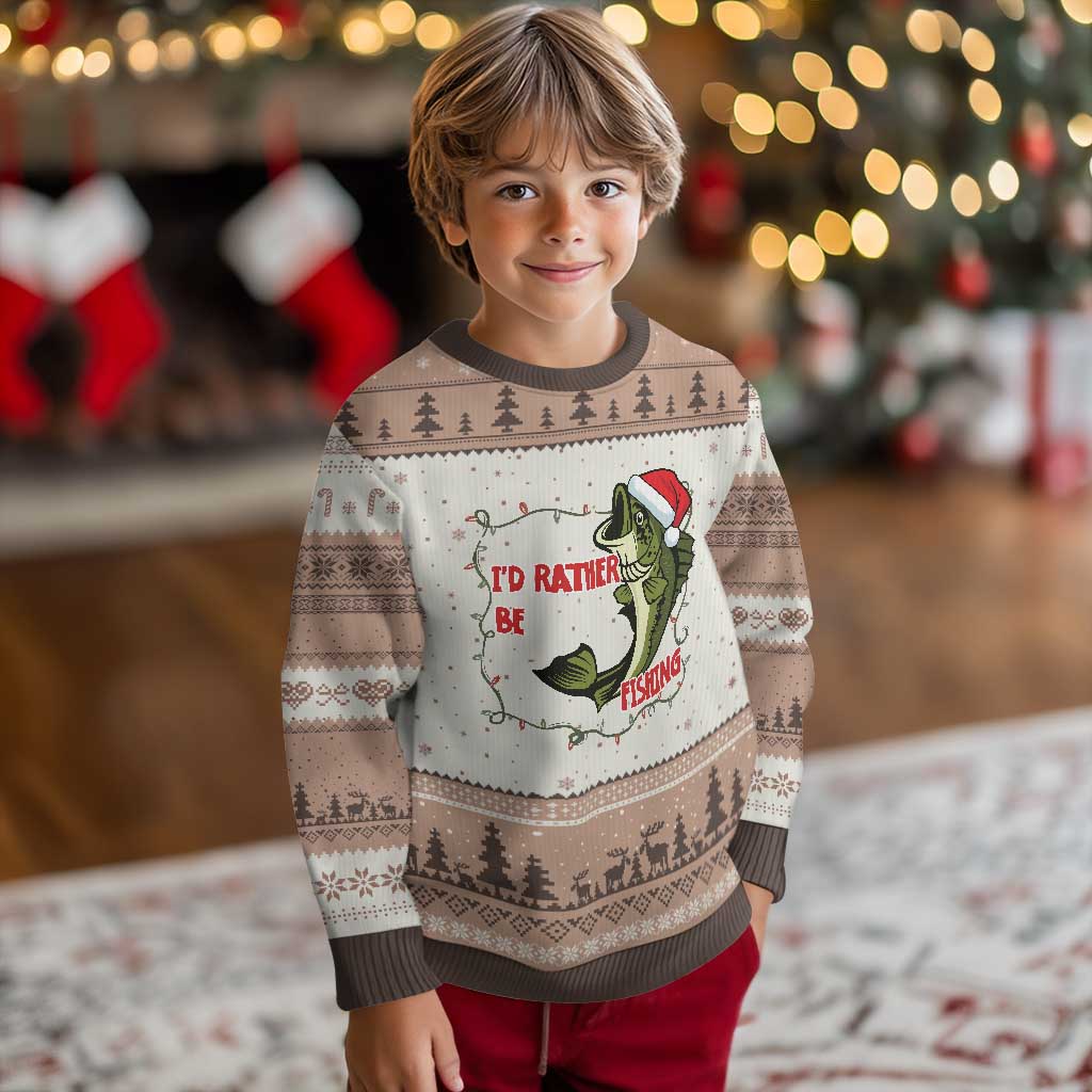 Xmas Fisherman Holiday Gift Ugly Christmas Sweater Id Rather Be Fishing - Wonder Print Shop