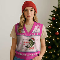 Xmas Fisherman Holiday Gift V-Neck Knit Sweater Vest Id Rather Be Fishing - Wonder Print Shop