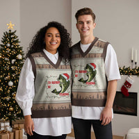 Xmas Fisherman Holiday Gift V-Neck Knit Sweater Vest Id Rather Be Fishing - Wonder Print Shop