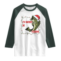 Christmas Fisherman Holiday Gift Raglan Shirt Id Rather Be Fishing - Wonder Print Shop