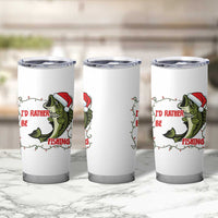 Christmas Fisherman Holiday Gift Tumbler Cup Id Rather Be Fishing