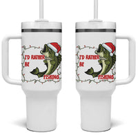 Christmas Fisherman Holiday Gift Tumbler With Handle Id Rather Be Fishing