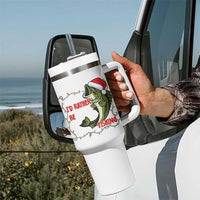 Christmas Fisherman Holiday Gift Tumbler With Handle Id Rather Be Fishing