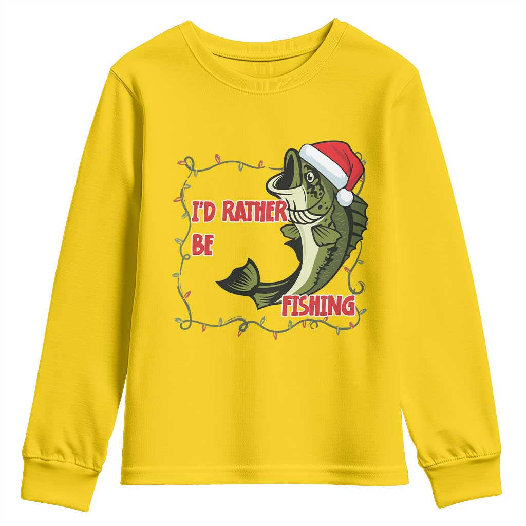 Christmas Fisherman Holiday Gift Youth Sweatshirt Id Rather Be Fishing - Wonder Print Shop