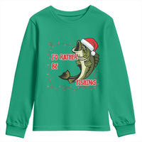 Christmas Fisherman Holiday Gift Youth Sweatshirt Id Rather Be Fishing - Wonder Print Shop