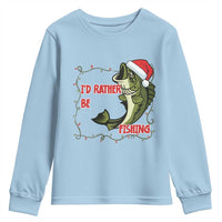 Christmas Fisherman Holiday Gift Youth Sweatshirt Id Rather Be Fishing - Wonder Print Shop