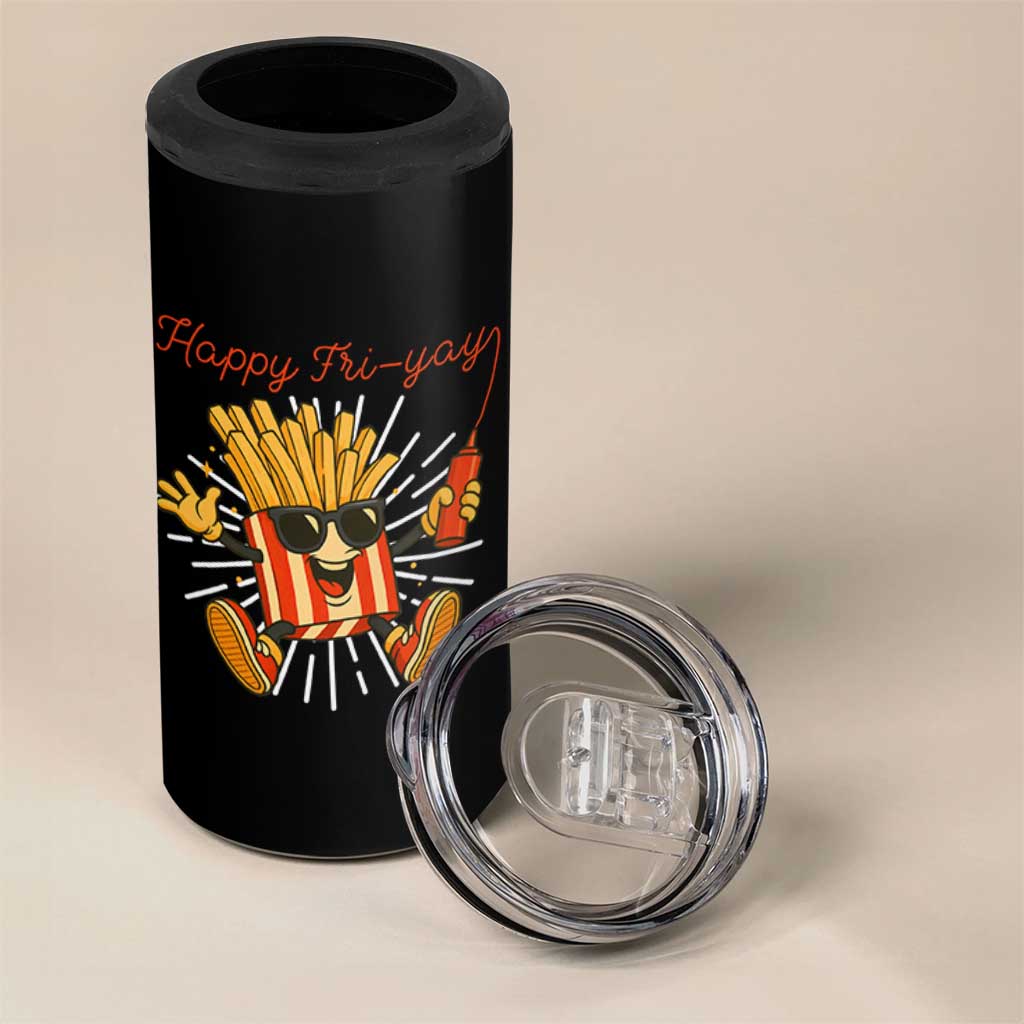 Funny French Fries Lover 4 in 1 Can Cooler Tumbler Happy Friyay Gift