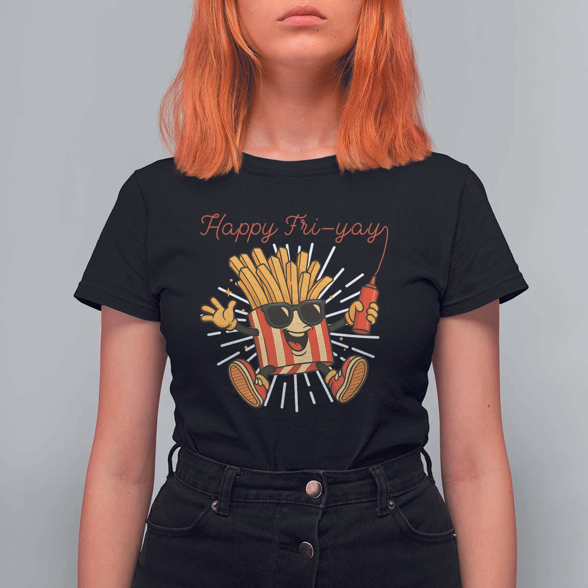 Funny French Fries Lover T Shirt For Women Happy Friyay Gift - Wonder Print Shop