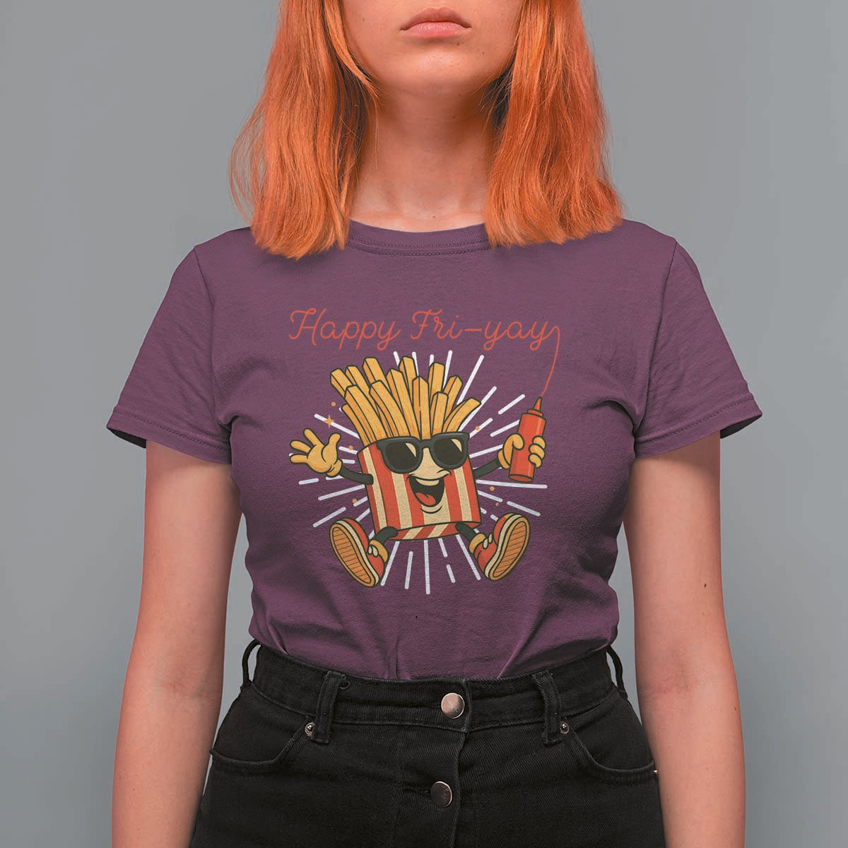 Funny French Fries Lover T Shirt For Women Happy Friyay Gift - Wonder Print Shop
