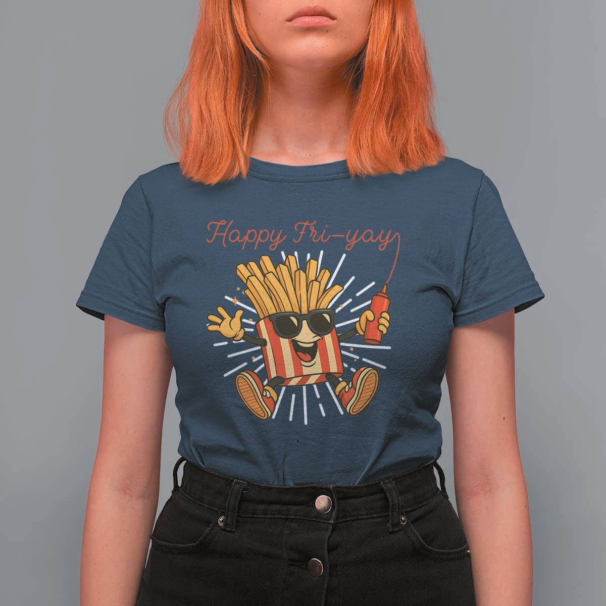 Funny French Fries Lover T Shirt For Women Happy Friyay Gift - Wonder Print Shop