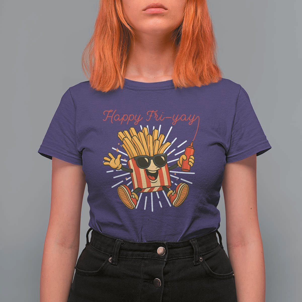 Funny French Fries Lover T Shirt For Women Happy Friyay Gift - Wonder Print Shop