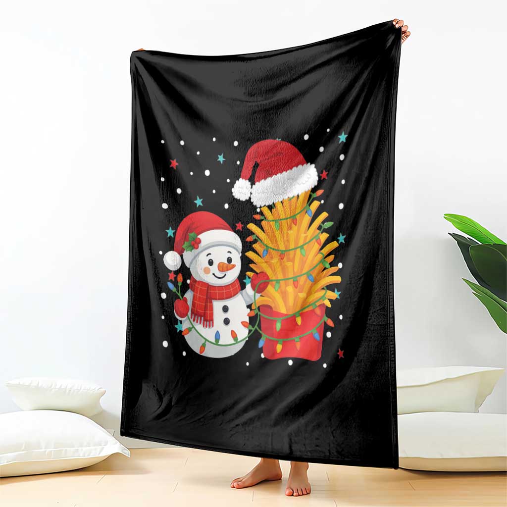 Funny Snowman Decorating French Fries Throw Blanket Christmas Gift - Wonder Print Shop