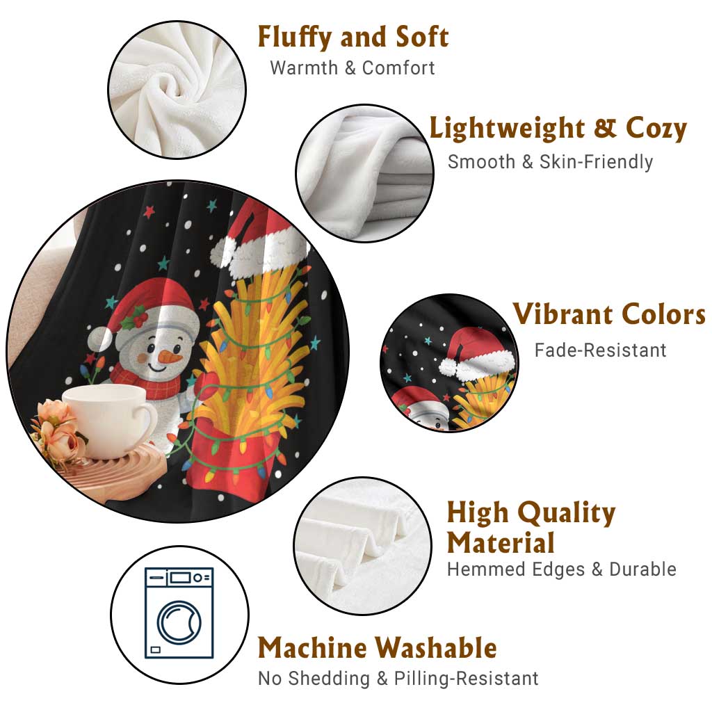 Funny Snowman Decorating French Fries Throw Blanket Christmas Gift - Wonder Print Shop