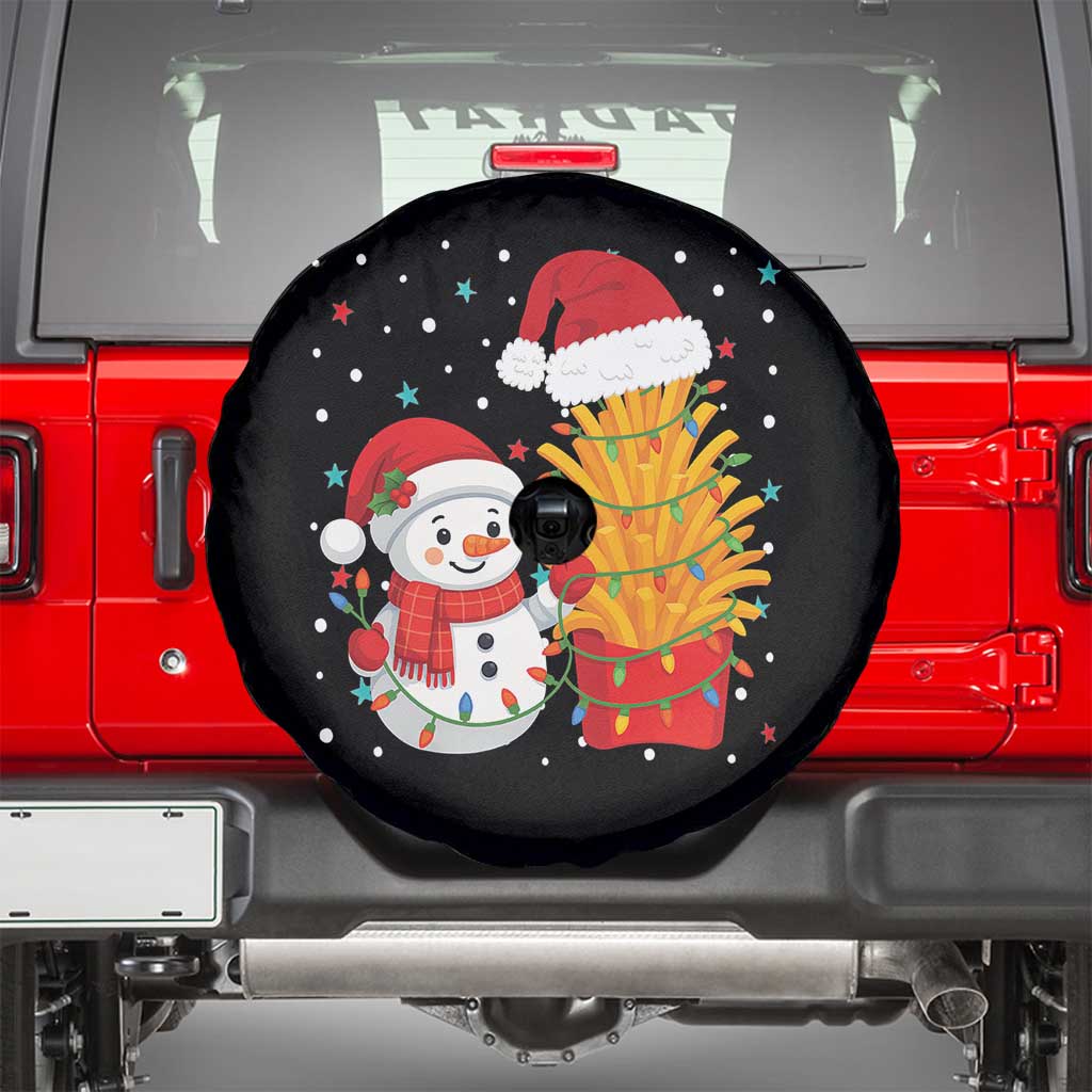 Funny Snowman Decorating French Fries Spare Tire Cover Christmas Gift - Wonder Print Shop