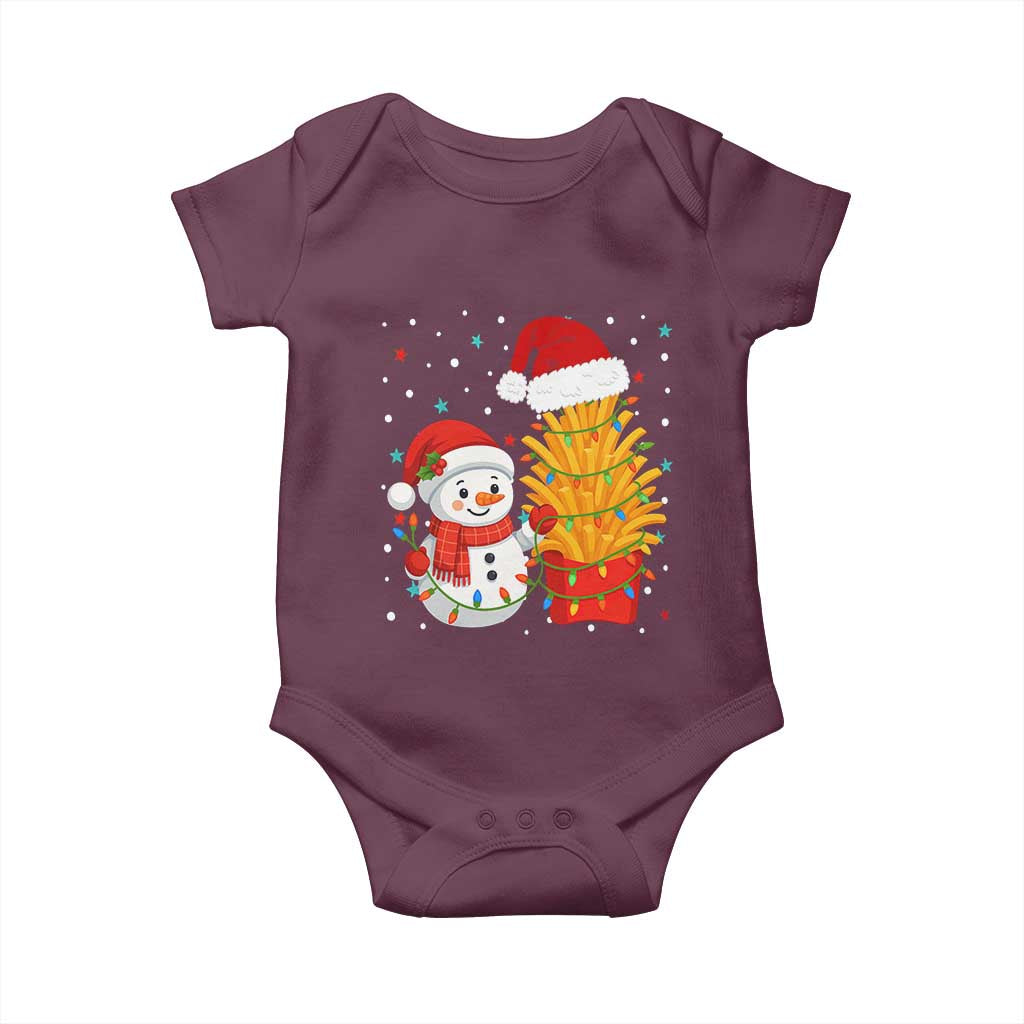 Funny Snowman Decorating French Fries Baby Onesie Christmas Gift - Wonder Print Shop