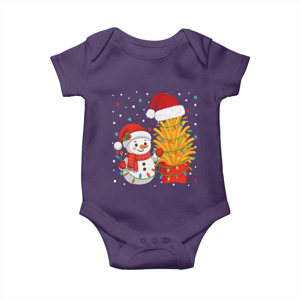 Funny Snowman Decorating French Fries Baby Onesie Christmas Gift - Wonder Print Shop