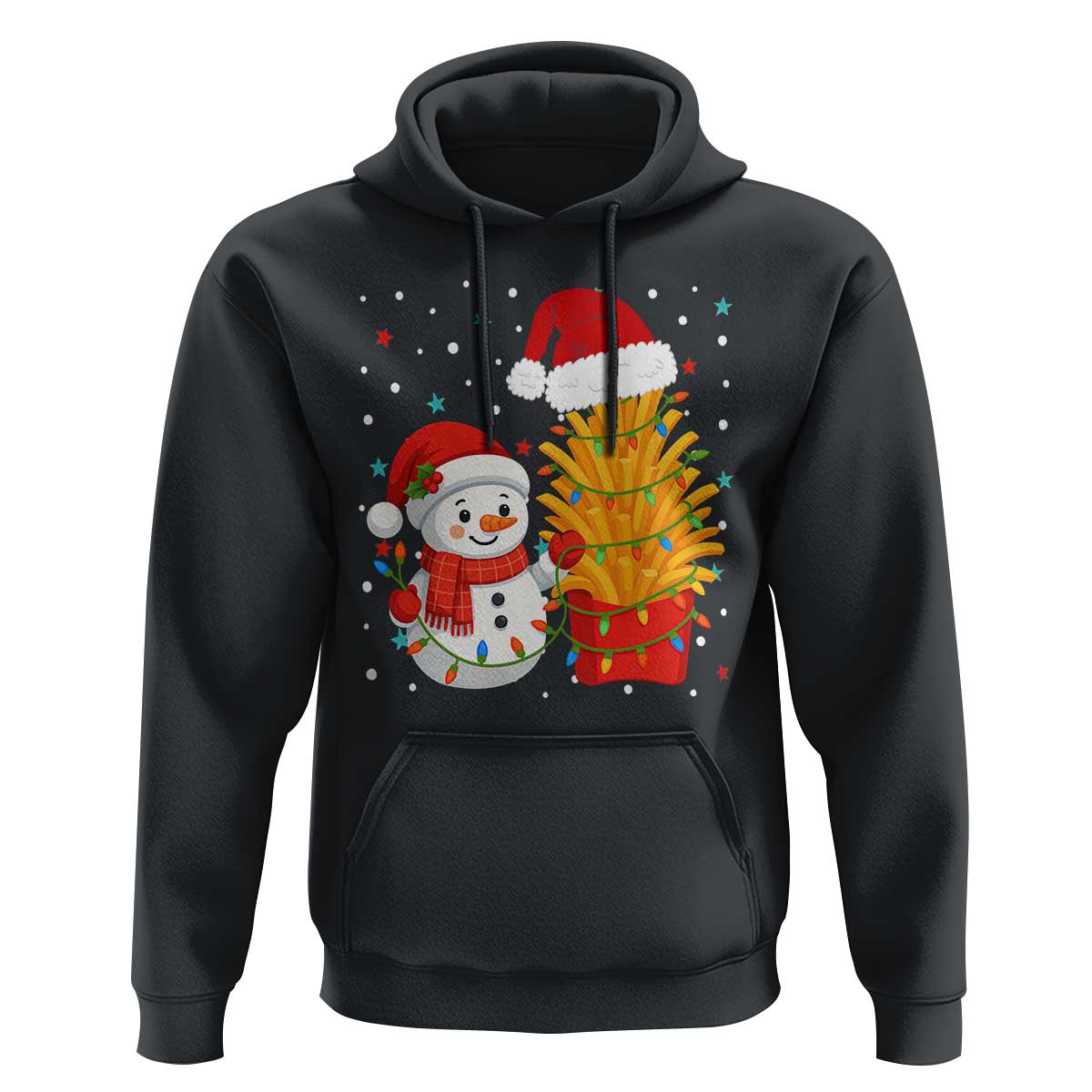 Funny Snowman Decorating French Fries Hoodie Christmas Gift - Wonder Print Shop