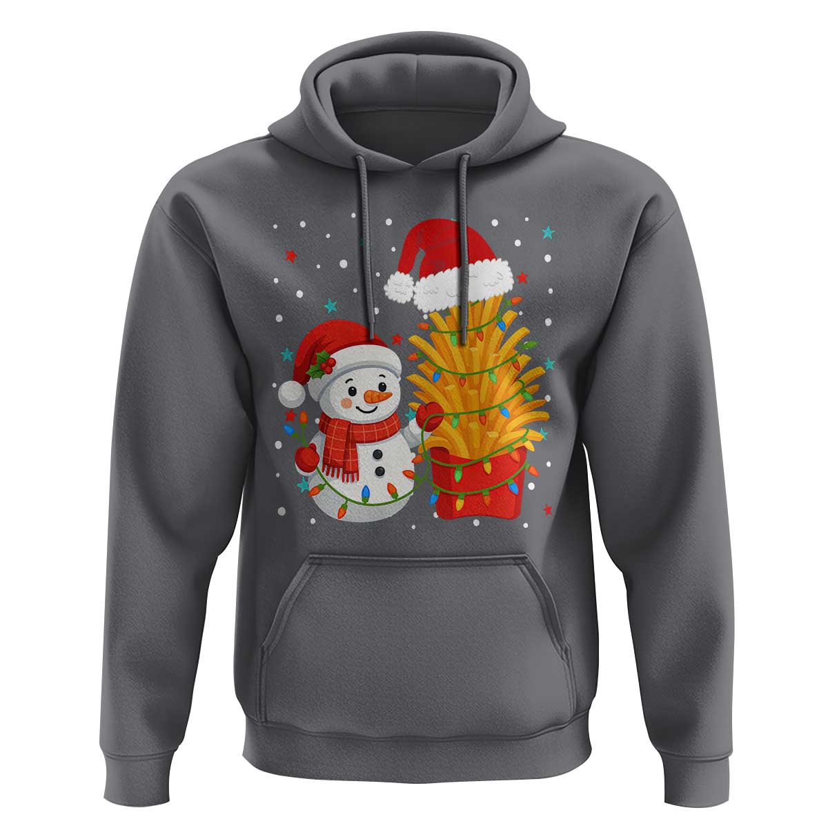 Funny Snowman Decorating French Fries Hoodie Christmas Gift - Wonder Print Shop