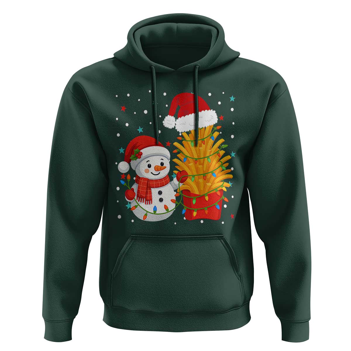 Funny Snowman Decorating French Fries Hoodie Christmas Gift - Wonder Print Shop