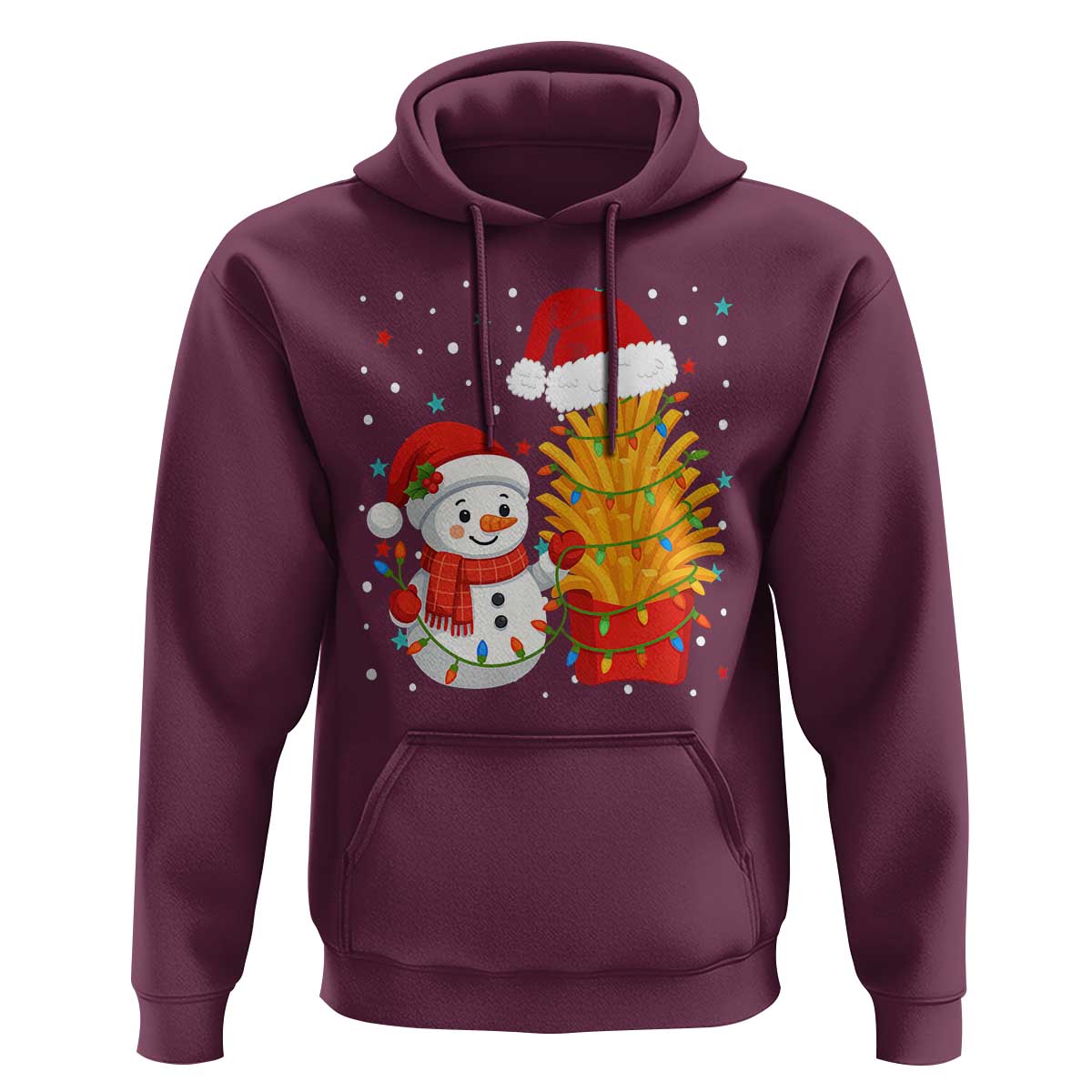 Funny Snowman Decorating French Fries Hoodie Christmas Gift - Wonder Print Shop