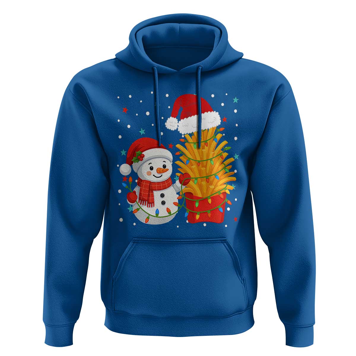 Funny Snowman Decorating French Fries Hoodie Christmas Gift - Wonder Print Shop