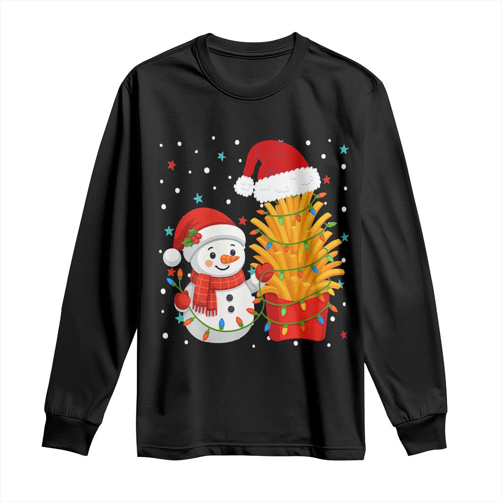 Funny Snowman Decorating French Fries Long Sleeve Shirt Christmas Gift - Wonder Print Shop