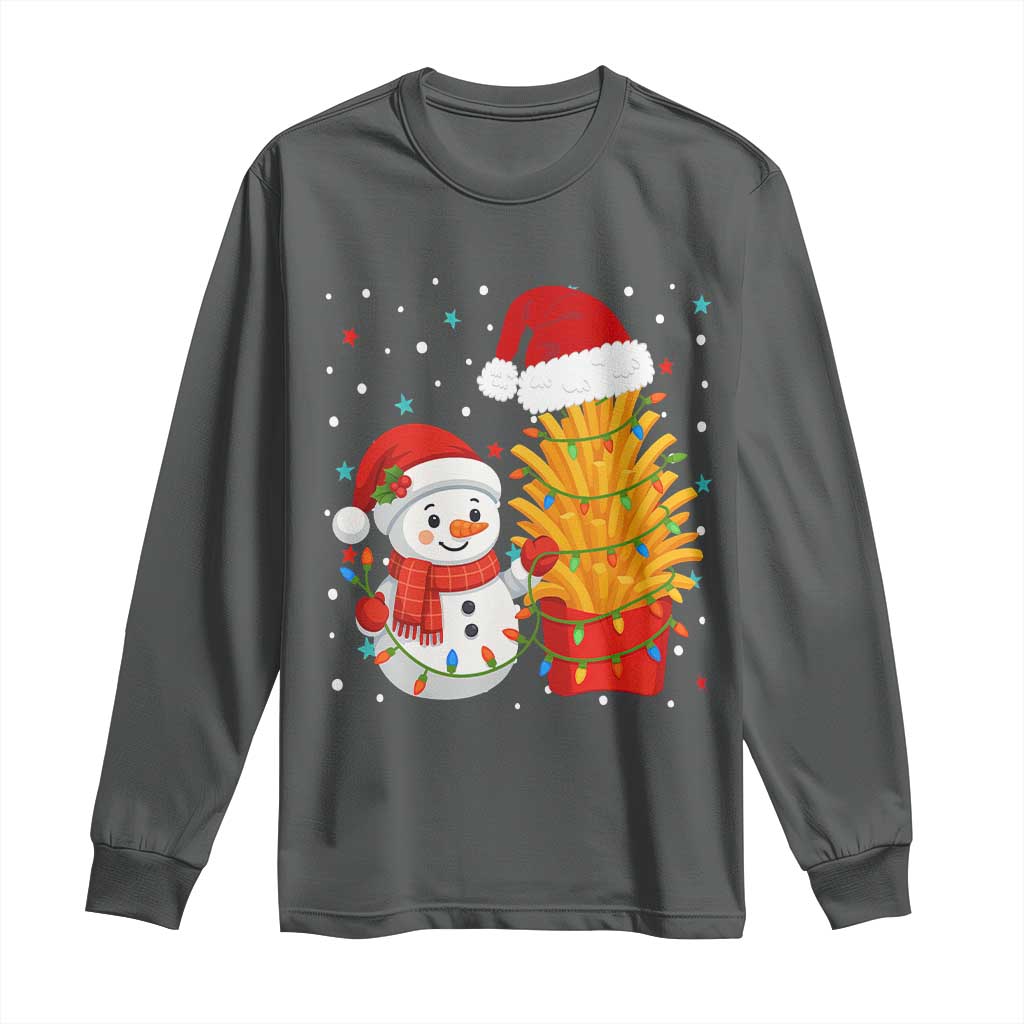 Funny Snowman Decorating French Fries Long Sleeve Shirt Christmas Gift - Wonder Print Shop