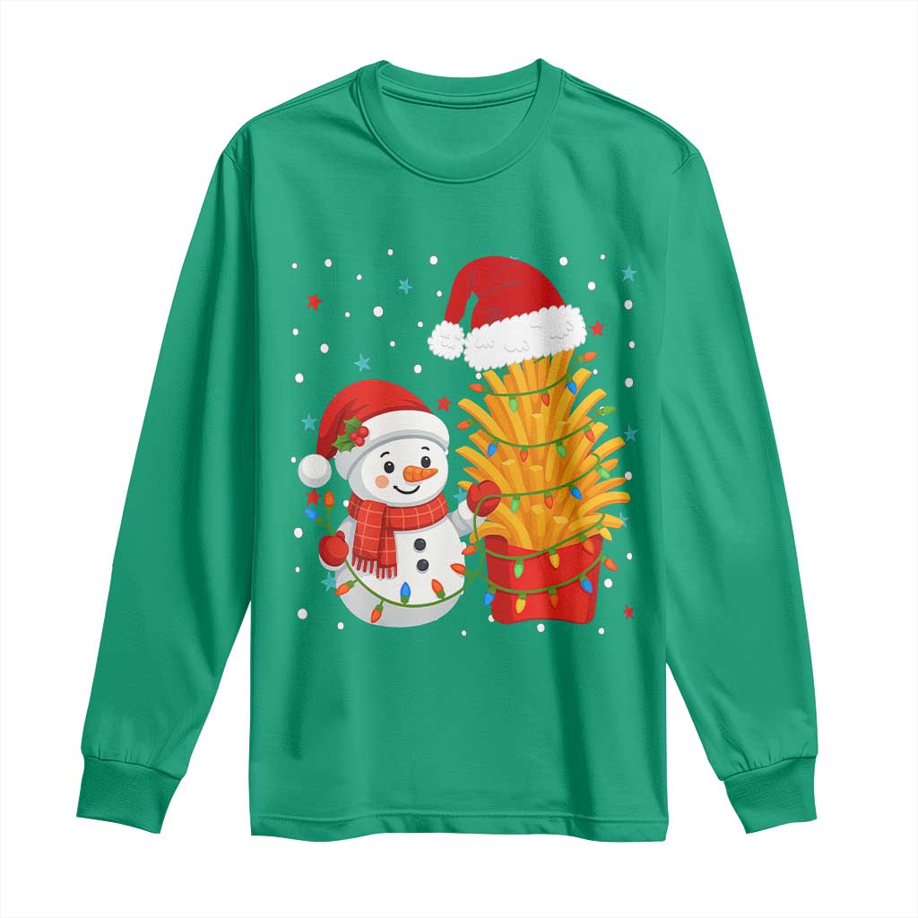 Funny Snowman Decorating French Fries Long Sleeve Shirt Christmas Gift - Wonder Print Shop