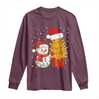 Funny Snowman Decorating French Fries Long Sleeve Shirt Christmas Gift - Wonder Print Shop