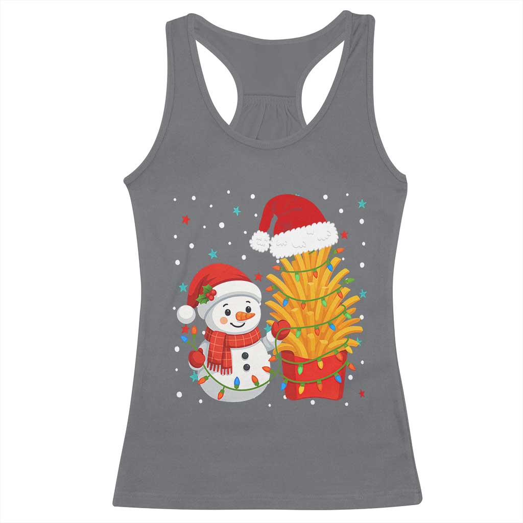 Funny Snowman Decorating French Fries Racerback Tank Top Christmas Gift - Wonder Print Shop